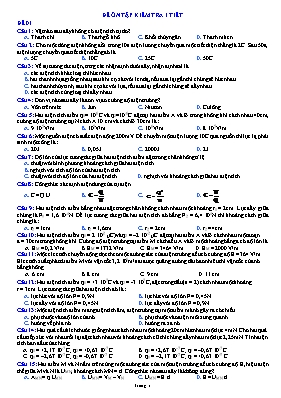 Đề ôn tập kiểm tra một tiết Vật lí lớp 11 - Năm học 2016-2017